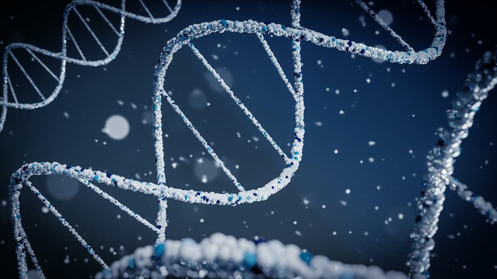 Illustration of DNA double helix strands representing genomic sequencing