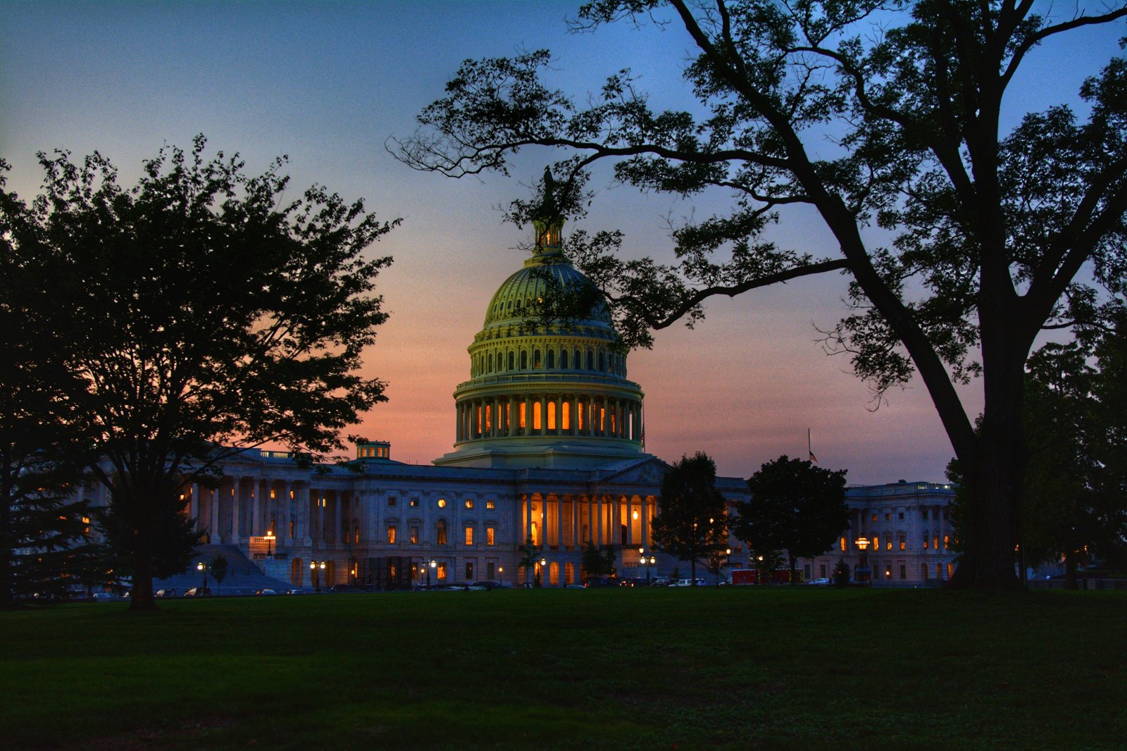 The U.S. Capitol at dusk