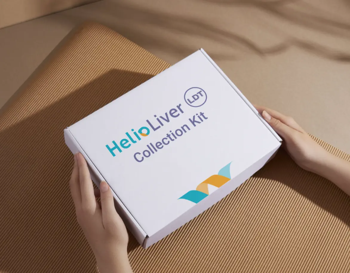 HelioLiver LDT Collection Kit box held in two hands