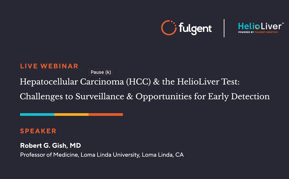 HelioLiver webinar title slide featuring Dr. Robert Gish